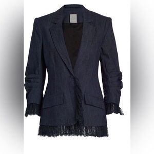 Cinq A Sept Roxie Denim & Lace Blazer size 0